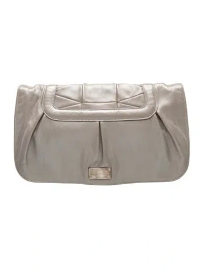 Pre-owned Ferragamo Leather Clutch In Grey