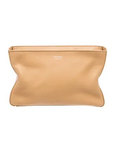 Pre-owned Ferragamo Leather Clutch In Neutral