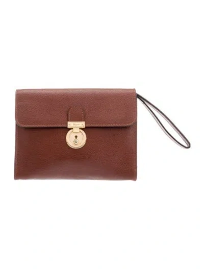 Pre-owned Ferragamo Leather Clutch In Orange