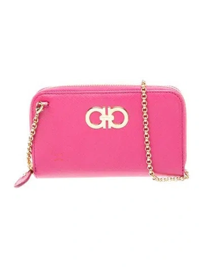Pre-owned Ferragamo Leather Clutch In Pink