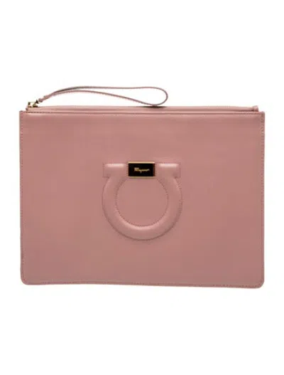 Pre-owned Ferragamo Leather Clutch In Pink