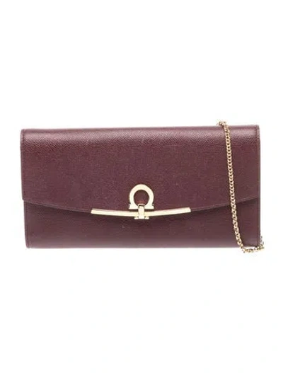 Pre-owned Ferragamo Leather Clutch In Purple
