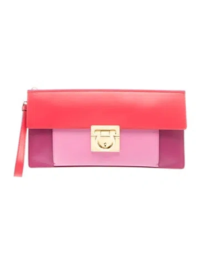 Pre-owned Ferragamo Leather Clutch W/ Tags In Pink