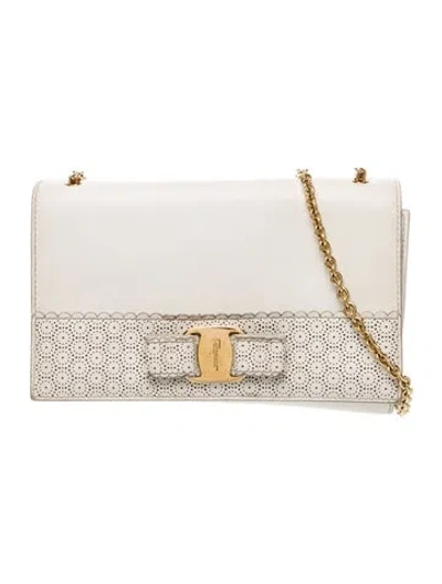 Pre-owned Ferragamo Leather Clutch In White