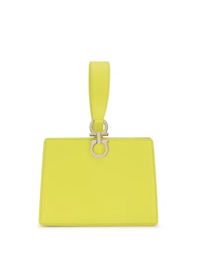 Ferragamo Leather Clutch In Yellow