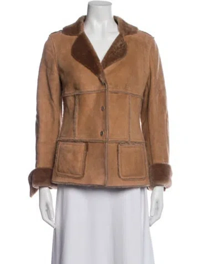Pre-owned Ferragamo Leather Coat In Neutrals