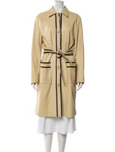 Pre-owned Ferragamo Leather Coat In Neutrals