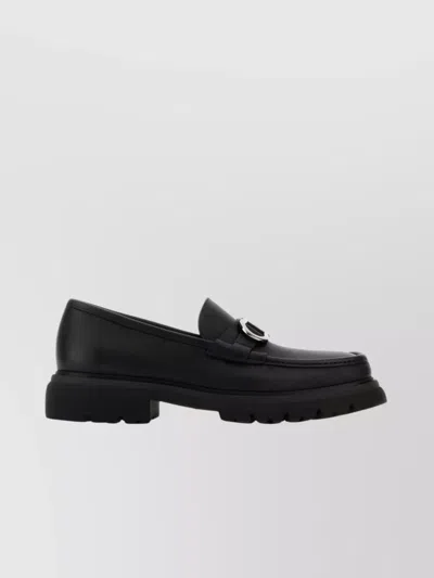 FERRAGAMO LEATHER COCOON LOAFERS ROUND TOE