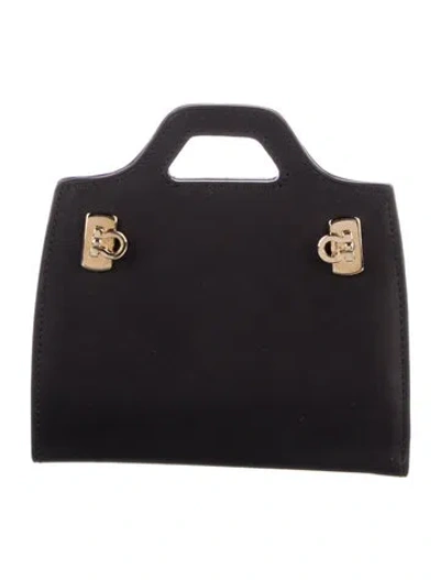 Pre-owned Ferragamo Leather Coin Pouch In Black