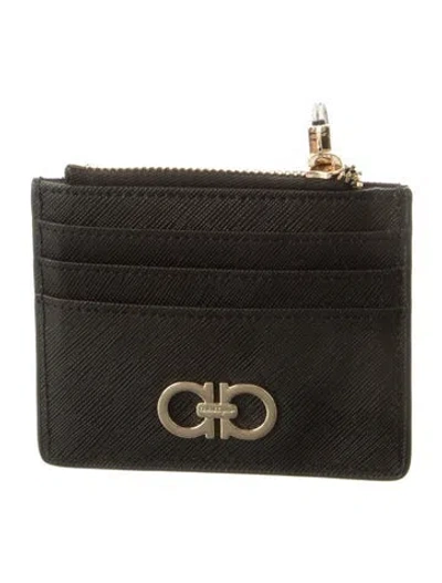 Pre-owned Ferragamo Leather Coin Pouch In Black