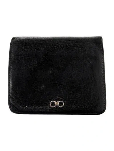 Pre-owned Ferragamo Leather Coin Pouch In Black