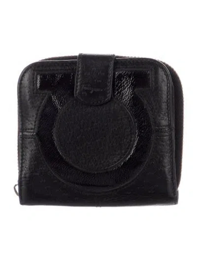 Pre-owned Ferragamo Leather Coin Pouch In Black