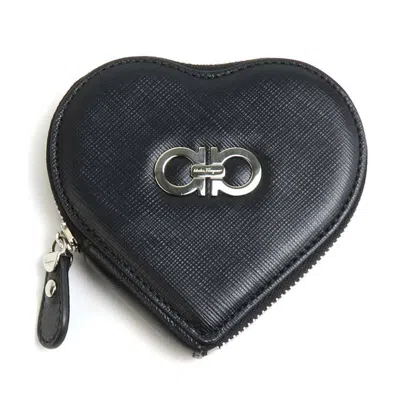 Pre-owned Ferragamo Leather Coin Purse/coin Case () In Black