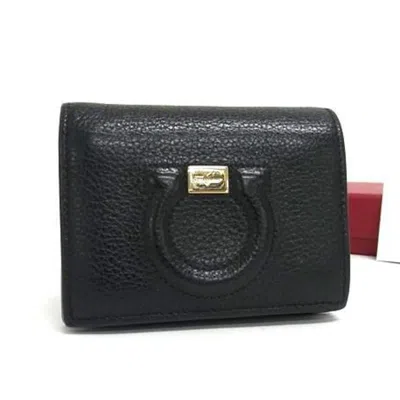 Pre-owned Ferragamo Leather Coin Purse/coin Case () In Black