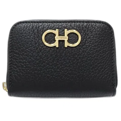 Pre-owned Ferragamo Leather Coin Purse/coin Case () In Black