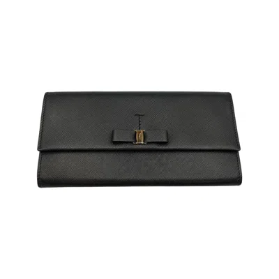 Pre-owned Ferragamo Leather Coin Purse/coin Case () In Black