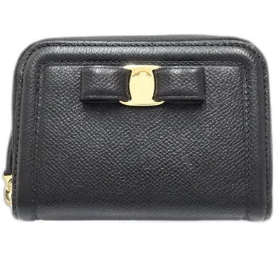 Pre-owned Ferragamo Leather Coin Purse/coin Case () In Black