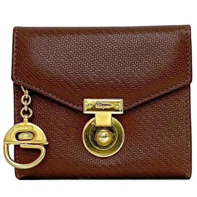 Pre-owned Ferragamo Leather Coin Purse/coin Case () In Brown