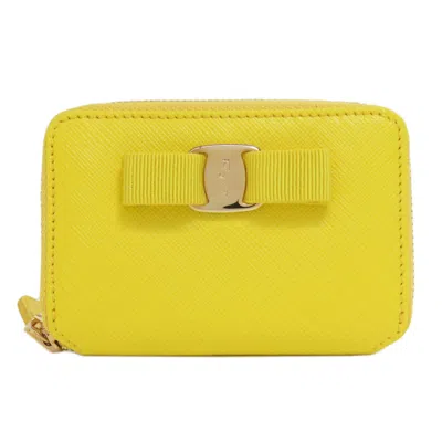 Pre-owned Ferragamo Leather Coin Purse/coin Case () In Yellow
