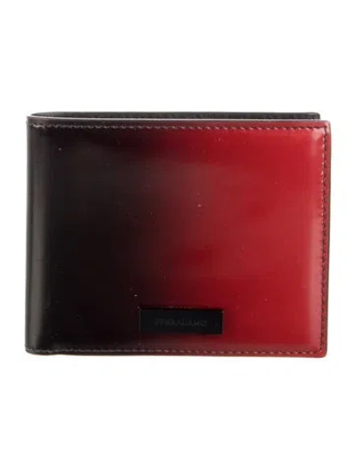 Pre-owned Ferragamo Leather Colorblock Pattern Bifold Wallet In Black/red