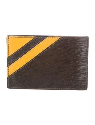 Pre-owned Ferragamo Leather Colorblock Pattern Card Holder W/ Tags In Multi