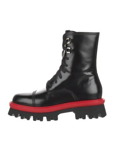 Pre-owned Ferragamo Leather Colorblock Pattern Combat Boots In Multi
