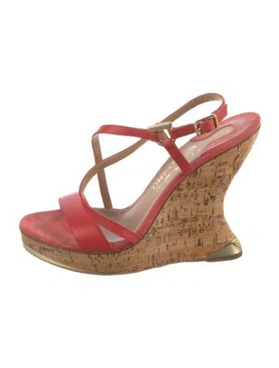 Pre-owned Ferragamo Leather Colorblock Pattern Espadrilles In Multi