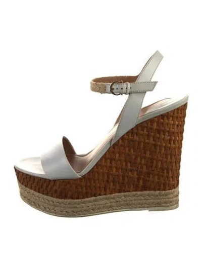 Pre-owned Ferragamo Leather Colorblock Pattern Espadrilles In White