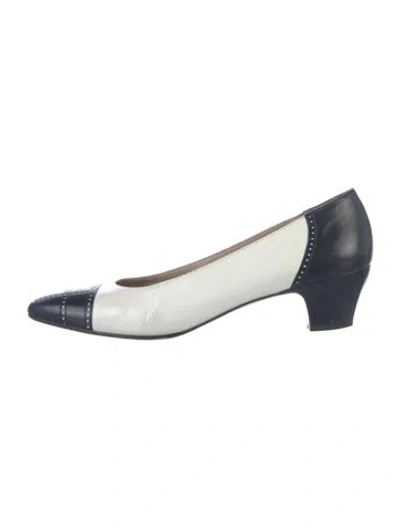 Pre-owned Ferragamo Leather Colorblock Pattern Flats In Blue