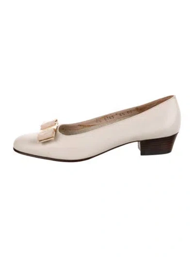 Pre-owned Ferragamo Leather Colorblock Pattern Flats In Neutral
