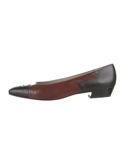 Pre-owned Ferragamo Leather Colorblock Pattern Flats In Red