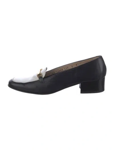 Pre-owned Ferragamo Leather Colorblock Pattern Loafers In Black