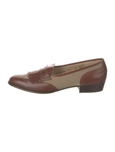 Pre-owned Ferragamo Leather Colorblock Pattern Loafers In Brown