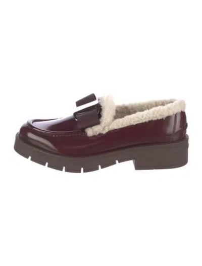 Pre-owned Ferragamo Leather Colorblock Pattern Loafers In Burgundy