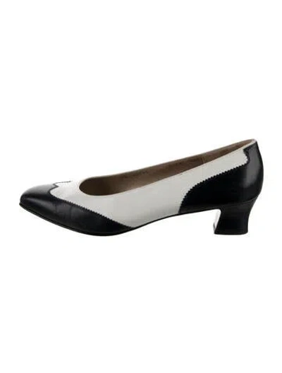 Pre-owned Ferragamo Leather Colorblock Pattern Mules In Blue