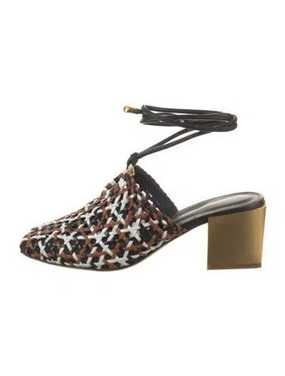 Pre-owned Ferragamo Leather Colorblock Pattern Mules In Brown