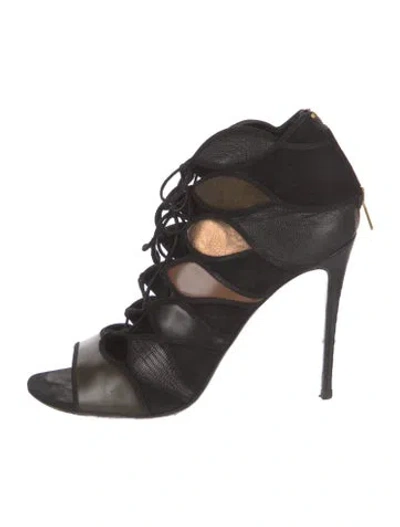 Pre-owned Ferragamo Leather Colorblock Pattern Pumps In Black