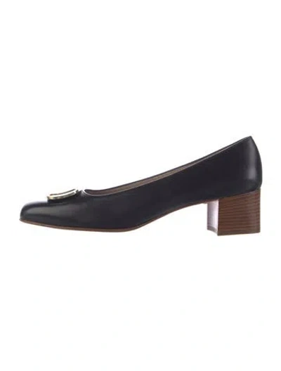 Pre-owned Ferragamo Leather Colorblock Pattern Pumps In Blue