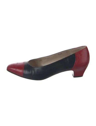 Pre-owned Ferragamo Leather Colorblock Pattern Pumps In Blue