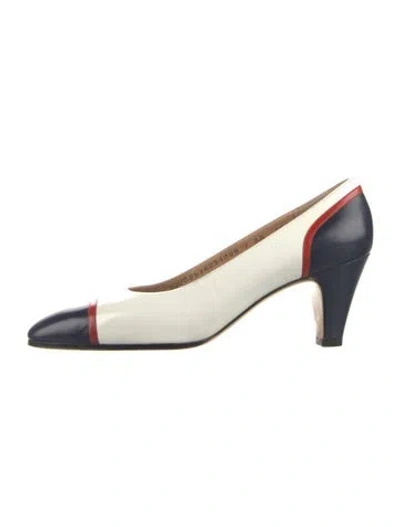 Pre-owned Ferragamo Leather Colorblock Pattern Pumps In Multi