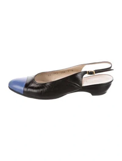 Pre-owned Ferragamo Leather Colorblock Pattern Slingback Flats In Multi