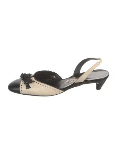 Pre-owned Ferragamo Leather Colorblock Pattern Slingback Pumps
