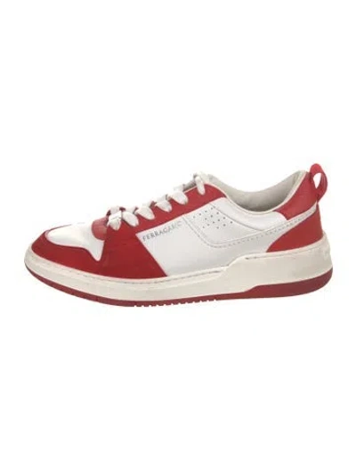 Pre-owned Ferragamo Leather Colorblock Pattern Sneakers In White