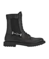 Ferragamo Leather Combat Boots In Black