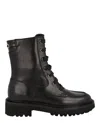 Ferragamo Orlando Leather Combat Boots In Black