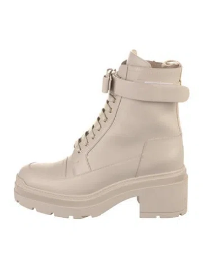 Pre-owned Ferragamo Leather Combat Boots In Neutrals