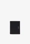 Ferragamo Leather Compact Two-tone Wallet In Black