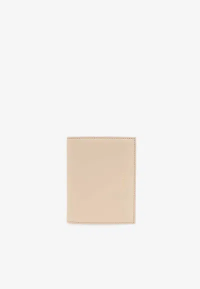 Ferragamo Leather Compact Two-tone Wallet In Cream