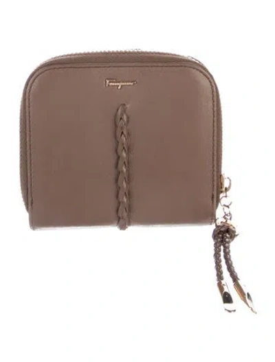 Pre-owned Ferragamo Leather Compact Wallet In Brown
