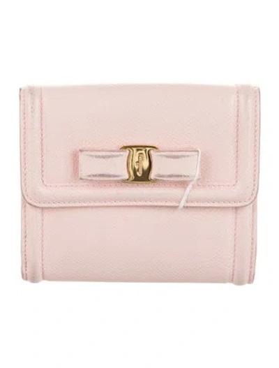 Pre-owned Ferragamo Leather Compact Wallet In Pink